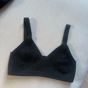 Le Ore Lodi Merino Wool-Blend Knit Bra in Dark Gray women’s medium